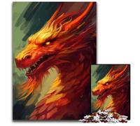 Rompecabezas de Piezas de dragón Rojo Malvado Rompecabezas difícil para Adultos Familiares y Amigos Apto para Mayores de 14 años 1000 Piezas (75 x 50 cm)