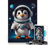 Rompecabezas de pingüino Astronauta de 1000 Piezas para Adultos Juguete de lógica y Entretenimiento Bordes Suaves Regalo conmovedor (50x75cm)
