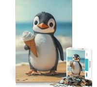 Rompecabezas de pingüino con Helado de 1000 Piezas para Adultos Juguete Inteligente para el hogar Bordes Lisos Artículo de colección (38x52cm)