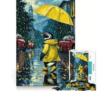 Rompecabezas de pingüino con Impermeable y Paraguas para Adultos, 1000 Piezas, Juguete para ejercitar la Mente, Tiempo de relajación, diseño para armar, (50x75cm)