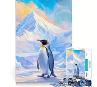 Rompecabezas de pingüino en Paisaje de montaña Nevada para Adultos, 1000 Piezas, Juego de lógica Resistente, Tiempo en Familia, Bordes Transparentes, Regalo Ideal (50x75cm)