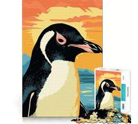 Rompecabezas de pingüino Risograph de 1000 Piezas para Adultos Juguete de lógica Resistente, Divertido y Relajante Bordes definidos Regalo Memorable (38x26cm)