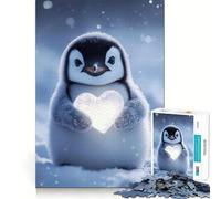 Rompecabezas de pingüino sosteniendo un corazón para Adultos, 1000 Piezas, Juguete para ejercitar la Mente, diversión en Interiores, Corte de precisión, Regalo navideño (38x52cm)