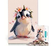 Rompecabezas de pingüino y Flores para Adolescentes, 1000 Piezas, Juguete para ejercitar la Mente, Divertido y Relajante, Arte para armar, Coleccionable (38x52cm)