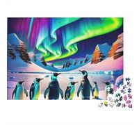 Rompecabezas de pingüinos Aurora Arctic Flock de 1000 Piezas de cartón,Resistente,Suave,Tranquilo,Ideal para Pasar el rato,Viajes,Vacaciones en casa,para Adultos, y Principiantes,52x38cm(1000 Piezas)