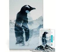Rompecabezas de pingüinos de Doble exposición, difícil, para Adultos, 1000 Piezas, Think Toy, diversión Tranquila, Corte Limpio, Pieza de Arte Fino (38x26cm)