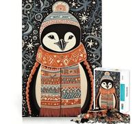 Rompecabezas de pingüinos de Invierno para Adultos 1000 Piezas Divertido y Que Entrena la Mente Piezas sin Rebabas y de Corte Limpio Actividad entrañable para Compartir en Familia (50x75cm)