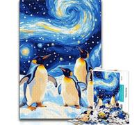 Rompecabezas de pingüinos del Cielo Nocturno de Night Sky para Adultos, 1000 Piezas, difícil de Usar, Ayuda a ejercitar el Cerebro, Juguetes adictivos para Cultivar la Paciencia, Gran Regalo, 50x75cm