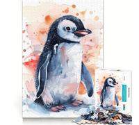 Rompecabezas de pingüinos en Acuarela de 1000 Piezas para Adolescentes Juego para estimular la Mente Montaje Firme y Seguro Actividad Divertida para Toda la Familia (38x52cm)