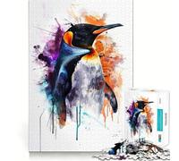 Rompecabezas de pingüinos en Acuarela de 1000 Piezas para Adolescentes Mejora la Memoria Fácil de Usar Ocio Corte Firme Decoración de Pared (38x26cm)