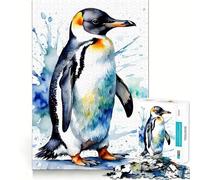 Rompecabezas de pingüinos en Acuarela para Adolescentes 1000 Piezas Divertido Juego de Memoria Superficie Lisa sin Rebabas Regalo de cumpleaños Juguete para ejercitar la Mente (50x75cm)