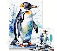 Rompecabezas de pingüinos en Acuarela para Adultos 1000 Piezas Divertido y Que Entrena la Mente Piezas sin Rebabas y de Corte Limpio Actividad entrañable para Compartir en Familia (38x52cm)