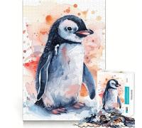 Rompecabezas de pingüinos en Acuarela para Adultos 1000 Piezas Juego para ejercitar la Mente Corte de precisión Bordes Suaves desafío Divertido para Pasar el Tiempo (38x26cm)