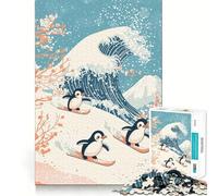 Rompecabezas de pingüinos surfeando la Gran Ola para Adolescentes, 1000 Piezas, Wise Think Toy, Gentle Leisure, Tight Cut, Santa Wish List (50x75cm)