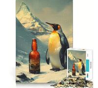 Rompecabezas de pingüinos y Cerveza para Adolescentes, 1000 Piezas, fortalece la Memoria, Alivia la tensión, Bordes Suaves, Sorpresa navideña (38x52cm)