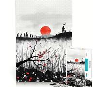 Rompecabezas de Pintura a Tinta Marcha Samurai para Adolescentes, 1000 Piezas, Juguete para ejercitar el Cerebro, Arte Relajante Mental, (38x52cm)