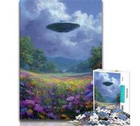 Rompecabezas de Pintura al óleo de Nave Espacial Extraterrestre para Adultos 1000 Piezas Juguetes educativos Juegos para aliviar el estrés interacción Entre Padres e Hijos 38x26cm