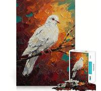 Rompecabezas de Pintura al óleo de Paloma Blanca en Rama 1000 Piezas Diversión para ejercitar la Memoria Bordes Lisos Encaje Forma Divertida de llenar Las Horas Libres (38x52cm)