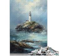 Rompecabezas de Pintura al óleo de un Faro, Rompecabezas de cartón 100% Reciclado, Ideal para el Día del Adulto, 1000 Piezas (75 x 50 cm)