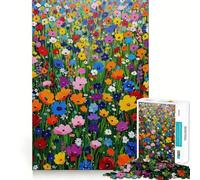 Rompecabezas de Pintura al óleo de un Vibrante Campo de Flores Silvestres para Adultos,1000 Piezas,Juego de Memoria,Ajuste Firme,Montaje Seguro,Juego de construcción de Conexiones significativas