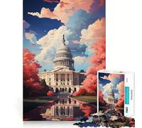 Rompecabezas de Pintura al óleo de Washington 1000 Piezas para Adolescentes Tren de la Memoria Diversión conexión Limpia y sin interrupciones Actividad grupal Relajante para Interiores (38x26cm)