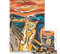 Rompecabezas de Pintura al óleo Gato Gritando de 1000 Piezas para Adultos Juguete Inteligente para armar Juntos Diversión con Corte preciso Exhibición artística (50x75cm)