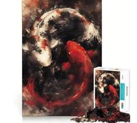 Rompecabezas de Pintura al óleo Yin y Yang de 1000 Piezas Diversión para ejercitar la Mente Piezas sin Rebabas y de Corte Limpio Actividad Absorbente para Noches tranquilas (38x52cm)