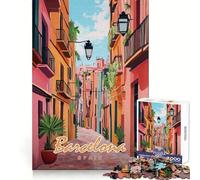 Rompecabezas de Pintura callejera de Barcelona de 1000 Piezas para adultosDesarrolla la lógica, es un pasatiempo Relajante y Requiere precisiónIdeal (38x26cm)