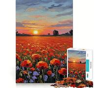 Rompecabezas de Pintura Campo de Amapolas al Atardecer para Adolescentes, 1000 Piezas Refuerza la Memoria Pasatiempo Tranquilo Borde de Calidad Regalo Festivo (50x75cm)
