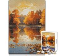 Rompecabezas de Pintura con Reflejos del Lago otoñal para Adultos, 1000 Piezas, Actividad educativa, Ocasiones Festivas, tamaño 38x26cm
