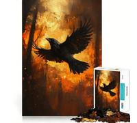 Rompecabezas de Pintura Cuervo en Llamas para Adolescentes, 1000 Piezas, colección de Arte Recall Upgrade Calm Relax Clear Cut (38x52cm)