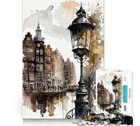 Rompecabezas de Pintura de Bicicletas de Ámsterdam de 1000 Piezas Ejercicio Mental Divertido Piezas de Ajuste preciso Una Forma entretenida de Pasar el Tiempo Libre (38x26cm)