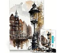 Rompecabezas de Pintura de Bicicletas de Ámsterdam para Adultos,1000 Piezas,Juego de Habilidad y Pensamiento,Troquelado de Alta precisión,desafío entretenido para el Tiempo Libre (38x52cm)