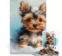 Rompecabezas de Pintura de Cachorro Yorkshire Terrier en la Nieve para Adultos,1000 Piezas,Divertido,para Aumentar la concentración,tamaño Uniforme,Piezas precisas,Actividad para Fortalecer los Lazos
