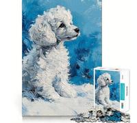 Rompecabezas de Pintura de caniche Blanco para Adultos 1000 Piezas Juego de Memoria Ajuste Firme Montaje Seguro Juego de construcción de Conexiones significativas (50x75cm)