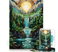 Rompecabezas de Pintura de Cascada y Puesta de Sol para Adolescentes 1000 Piezas Mejora Mental Juego tamaño Uniforme Piezas precisas Actividad Nocturna Divertida en Familia (50x75cm)