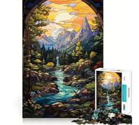 Rompecabezas de Pintura de Cascada y río de 1000 Piezas para Adolescentes Tren de Memoria Divertido Conexión Limpia y sin interrupciones Actividad grupal Relajante para Interiores (38x52cm)