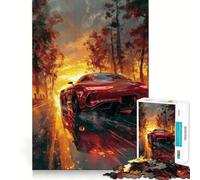 Rompecabezas de Pintura de Coche Deportivo Rojo para Adultos, 1000 Piezas, para Fortalecer la Memoria, Divertido, de Calidad, Elegante, Regalo (38x52cm)
