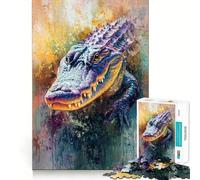 Rompecabezas de Pintura de cocodrilo de 1000 Piezas Ejercicio Mental Divertido Piezas de Ajuste preciso Una Forma entretenida de Pasar el Tiempo Libre (38x26cm)