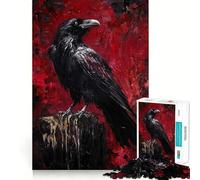 Rompecabezas de Pintura de Cuervo en un Poste para Adultos, 1000 Piezas, Grupo de Habilidad Mental, Joya, Calidad, Borde, colección de Arte (38x52cm)