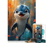 Rompecabezas de Pintura de Delfines sonrientes para Adolescentes, 1000 Piezas, Juguete Inteligente, Tiempo Libre, Corte preciso, Regalo de Temporada 38x26cm