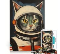 Rompecabezas de Pintura de Gato Espacial para Adultos, 1000 Piezas, Grupo de Habilidad Mental, Joya, Calidad, colección de Arte de Borde (38x26cm)