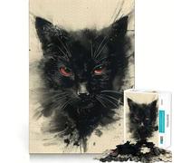 Rompecabezas de Pintura de Gato Negro con Sombra para Adolescentes, 1000 Piezas, Juego de lógica, diversión en Interiores, Pieza de colección de Arte de Bordes precisos 38x52cm