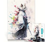 Rompecabezas de Pintura de Gatos Guerreros de 1000 Piezas para Adolescentes Juego para estimular la Mente Montaje Firme y Seguro Actividad Divertida para Toda la Familia (50x75cm)