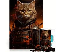 Rompecabezas de Pintura de Gatos Guerreros para Adolescentes 1000 Piezas Juego para estimular la Mente Montaje Firme y Seguro Actividad para Fortalecer los Lazos Familiares (38x52cm)