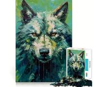 Rompecabezas de Pintura de Lobo con Paleta para Adolescentes, 1000 Piezas, Juguete de lógica Resistente, Tranquilo, de Bordes definidos, Regalo Elegante (38x52cm)