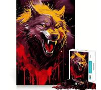 Rompecabezas de Pintura de Lobo Enojado con 1000 Piezas,Divertido y con tecnología Avanzada de Corte láser,Ideal para el Entretenimiento en Interiores Durante Las Vacaciones (50x75cm)