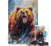 Rompecabezas de Pintura de Oso Paleta de 1000 Piezas para Adolescentes, lógica Clara, Juguete Relajante, Corte Perfecto, Regalo conmovedor (38x26cm)