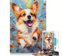 Rompecabezas de Pintura de Perro Corgi de Paleta para Adultos, 1000 Piezas, Rompecabezas Mental, Disfruta del Montaje de imágenes, (38x26cm)
