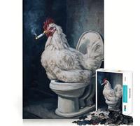 Rompecabezas de Pintura de Pollo Ahumado en el Inodoro para Adultos, 1000 Piezas, Grupo de Habilidad Mental, Joya, Calidad, Borde, colección de Arte (38x26cm)